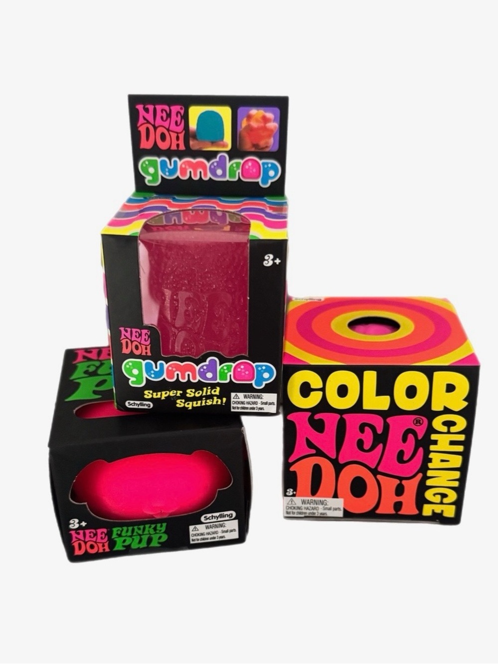 Authentic VIRAL NeeDoh PINK Bundle - Funky Pup/Gum Drop/Color Change